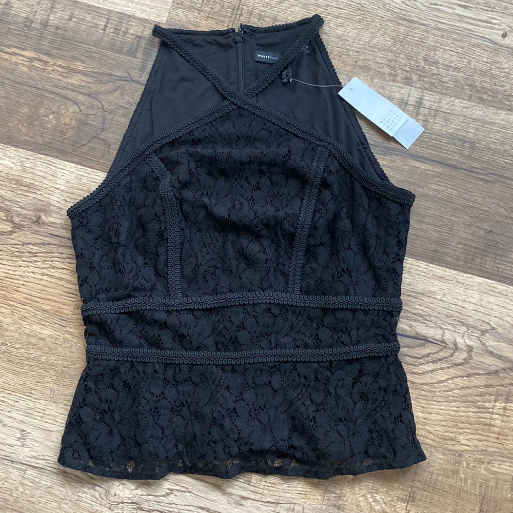 White House Black Market Lace Halter Top 0 NWT